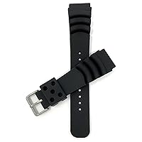 Bandini Mens Rubber Dive Watch Bands, Replacement Diver Watch Strap for Seiko and for Citizen Promaster - Curved Lines - 20mm, 22mm, Black, Blue, Green, Orange