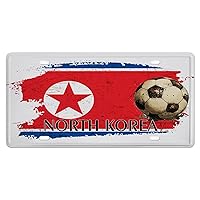License Plate for Front of Car Football Theme North Korea Retro License Plate Shield Flag Sports Bar Party Events Aluminum Metal Car Tags for Truck Automobile 6x12 Inch