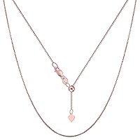 Jewelry Affairs 14k Rose Solid Real Gold Adjustable Box Chain Necklace, 0.7mm, 22