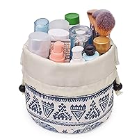 Barrel Drawstring Makeup Bag Travel Cosmetic Bag Large Toiletry Organizer Waterproof for Women (Large, Elephant)