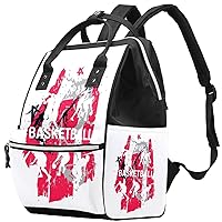 Basketball Player Silhouette Diaper Bag Backpack Baby Nappy Changing Bags Multi Function Large Capacity Travel Bag
