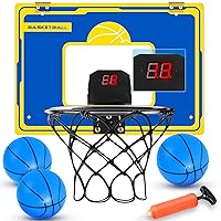 Indoor Basketball Hoop for Kids, Over The Door Mini Basketball Hoop w/ 3 Balls & Electronic Scoreboard, Basketball Game Toys Gifts for 3 4 5 6 7 8 9 10 11 12+ Year Old Boys Toddlers Teens