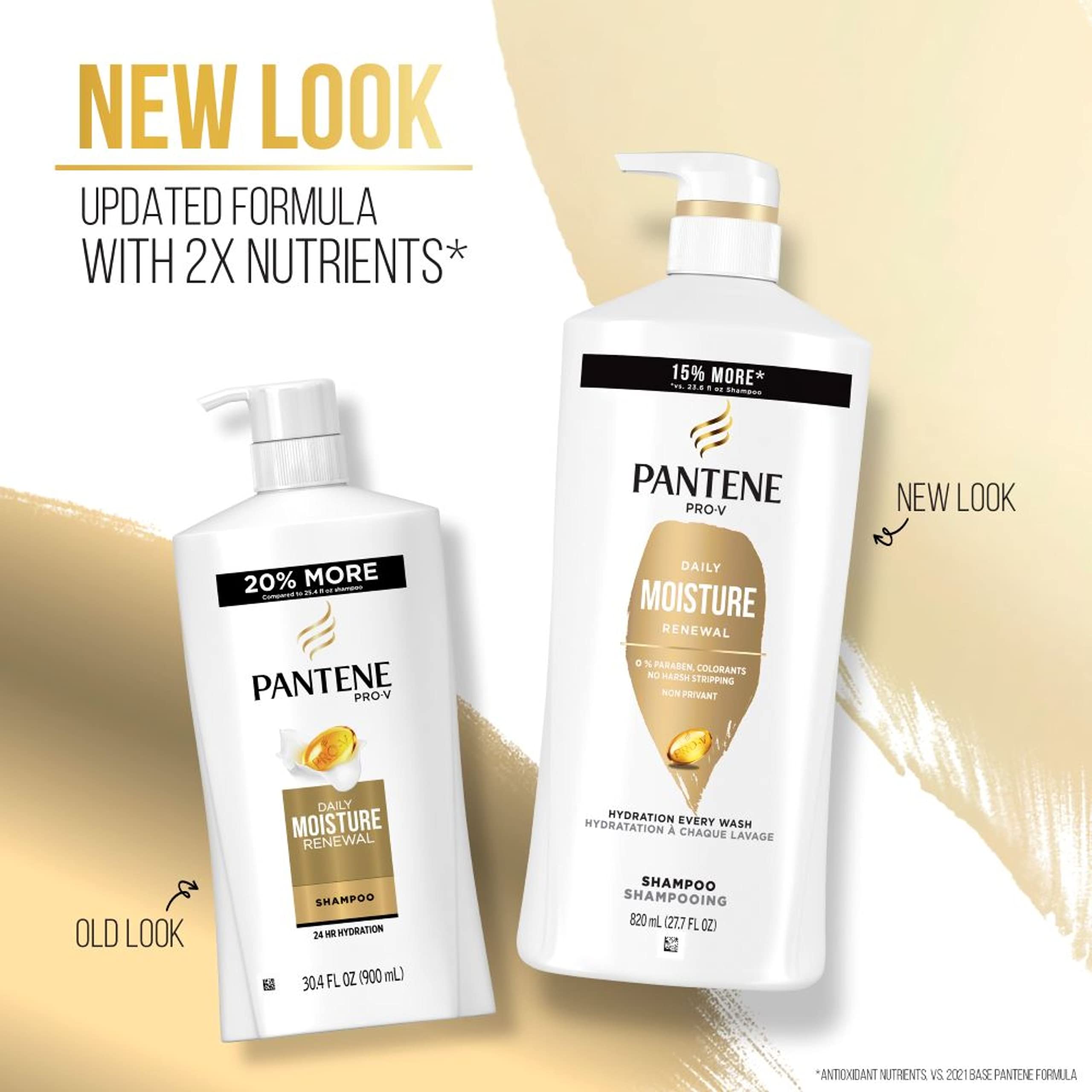 Pantene Shampoo Twin Pack with Hair Treament, Daily Moisture Renewal for Dry Hair, Safe for Color-Treated Hair