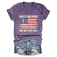 God's Children are Not for Sale T-Shirt Women Funny Quote Flag Shirts Casual V-Neck Tee Tops
