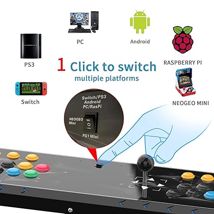Arcade Fight Stick, 2 players PC Street Fighter Video Game Controller Fighting Joystick for PC, Nintendo Switch, NEOGEO Mini, NeoGeo Pro, PS3,Raspberry Pi, PS Classic, Android