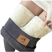 Thick Cashmere Leggings for Women,Winter Sherpa Fleece Lined High Waist Stretchy Leggings Plush Warm Thermal Pants