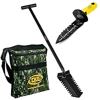 CKG Metal Detecting Shovel Tool, Heavy Duty Double Serrated Edge Digger - Digging Knife for Gardening Trowel Hunting Camping, Planting & Treasure Hunting Finds Pouch Bag | 3 PCS