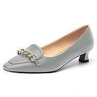Women's Solid Metal Square Toe Slip On Matte Party Casual Kitten Low Heel Pumps Shoes 1.5 Inch