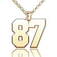 Stainless Steel Personalized Number Necklace Jewelry Custom Number Chain Sports Necklaces for Men Women, 0.7, 0.9 and 1.2 inch