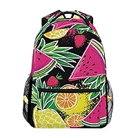 ALAZA Pineapple Watermelon Orange Tropical Fruit Stylish Large Backpack Personalized Laptop iPad Tablet Travel School Bag with Multiple Pockets for Men Women College
