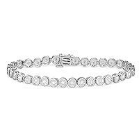 Mother's Day Gift For Her 1/5 Carat Total Weight (CTTW) Natural White Diamonds featuring a tennis Bracelet design in Sterling Silver - Diamond Bracelet for Women / Girls / Adult, 7 inches link bracelet.