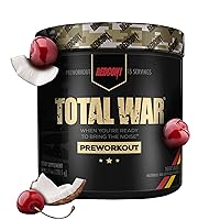 REDCON1 Total War Preworkout, Tiger's Blood - Pump, Endurance & Energy Boosting Workout Supplement - Caffeinated Pre Workout Powder with Taurine, Green Tea + Di Caffeine Malate (15 Servings)