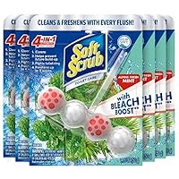 4-in-1 Rim Hanger Toilet Bowl Cleaner, Alpine Fresh Mint with Bleach, 6 Count