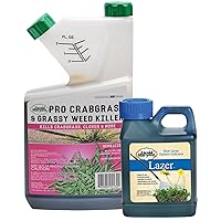 Lazer Blue 8 Ounces- Concentrated Srpay Pattern Indicator and Pro Crabgrass & Grassy Weed Killer 32 Ounces- 18.92% Quinclorac, Concentrated Crabgrass Herbicide