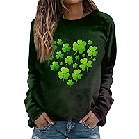 St Patrick's Day Sweatshirt Women Shamrock Crewneck Long Sleeve Shirt Casual Pullover Loose Clover St Patricks Day Sweatshirt