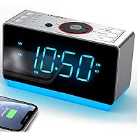 iTOMA Alarm Clock Radio with Bluetooth Speaker, FM Radio, Dual Alarm with Snooze, Large LED Display, Dimmer Control, USB Charging Output and Night Light CKS708