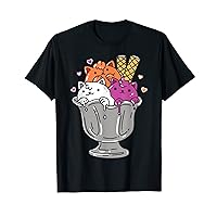 Lesbian Flag Kawaii Ice Cream Cats Lesbian T-Shirt