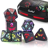 Light Up DND Dice Set, Wireless Rechargeable LED Dice with Charging Box, 7 PCS Electronic Dice Set, Glowing RGB D&D Dice for Dungeons and Dragons PRG MTG Gifts Tabletop Games (Antlers)