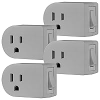 Grounded Power Switch Outlet Extender Easy To Install For Indoor Lights and Small Appliances Energy Efficient Adapter Space Saving Design UL Listed 4 Pack Gray 47944