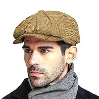 Fashion Men's Classic Newsboy Gatsby Hat Blend Wool Vintage Flat Ivy Cabbie Cap Boyfriend Gifts (M/L/XL)