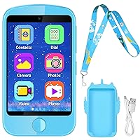Smart Phone for Kids Toys, Touchscreen Toy Phone for Girls Boys, Kids Phone with Games Interactive Learning Toys for 3 4 5 6 7 8 9 10 Year Old Christmas Birthday Gifts Blue