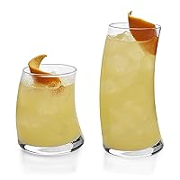 Libbey Swerve Drinking Glasses Set of 16, Dishwasher Safe, Chip Resistant Everyday Drinking Glasses, Fun and Edgy Set of Glasses for Special Events