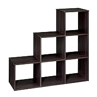 ClosetMaid Cubeicals 3-2-1 Cube Storage Shelf Organizer Bookshelf, 3 Tier, Steps, Corner Unit, Easy Assembly, Wood, Espresso Finish