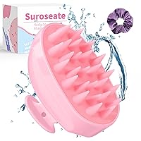 Scalp Massager Shampoo Brush with Soft Silicone Bristles for Hair Growth, Scalp Scrubber Head Massager for Dandruff Removal, Shower Hair Brush for Women Men Kids Wet Dry Hair, Pink