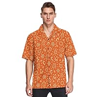 Christmas Elements Pattern Hawaiian Shirt for Men,Men's Casual Button Down Shirts Short Sleeve for Men S