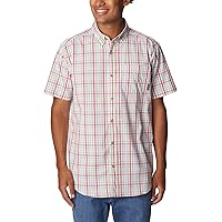 Columbia Men's Rapid Rivers II Short Sleeve Shirt, Sunset Red Multi Gingham, X-Large