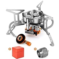 Odoland 6800W Windproof Camp Stove Camping Gas Stove with Fuel Canister Adapter, Piezo Ignition, Carry Case, Portable Collapsible Stove Burner for Outdoor Backpacking Hiking and Picnic