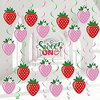 84 PCS Strawberry Party Decorations Sweet One 1st Birthday Party Hanging Swirls First Baby Shower Berry Birthday Theme Party Favor Decor Summer Fruit Foil Swirls Ceiling Party Supplies for Kids Girls