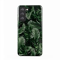 BURGA Phone Case Compatible with Samsung Galaxy S21 FE - Hybrid 2-Layer Hard Shell + Silicone Protective Case -Tropical Exotic Green Palm Tree Leaf Plant Leaves - Scratch-Resistant Shockproof Cover