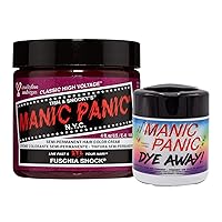 MANIC PANIC Fuschia Shock Dark Pink Hair Dye Bundle with Dye Away Wipes Color Remover 50 Count