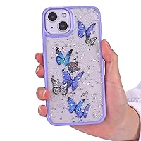 Compatible with iPhone 15 6.1 inch case, Bling Butterfly Clear Women Girl Cute Soft Flexible TPU Protective Cover for iPhone 15 6.1 inch (for iPhone 15)