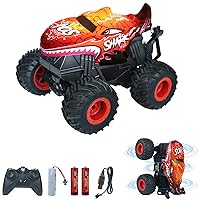 Remote Control Car, 2.4 GHz Shark Monster Trucks for Boys Girls, All Terrain RC Cars for Kids 3 4 5 6 7 8 with Batteries, Light & Sound, Christmas Birthday Gift for Kids& Adults(Red)