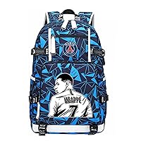 Lightweight Bookbag Kylian Mbappe Casual Daypack Laptop Bag with USB Charger Port and Headphone Interface
