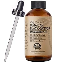 IQ Natural Jamaican Black Castor Oil for Hair Growth and Skin Conditioning, 100% Pure Cold Pressed, Scalp, Nail and Hair Oil - (Coconut Scented) (4oz)