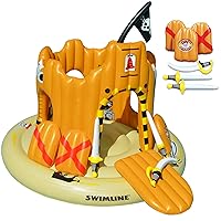 Swimline Giant Inflatable Giant Habitat Castle Pool Float Series for Kids and Adults Size Fits Up to 4 People | Floating Kingdom Raft Lounger Ice Cube Tiki Bar Pirate Ship for Pools Lakes Beach