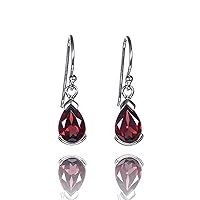 Namana 925 Sterling Silver Earrings for Women with Semi-Precious Gemstones, Natural Gemstone Drop Earrings for Women, 925 Silver Dangle Earrings for Women with Pear-Shaped Natural Stones