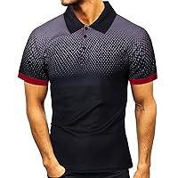 Men's Classic Short Sleeve Polo Shirt Button Casual Summer Pique Slim Fit T-Shirts Graphic Printed Tops Loose Beach Tees