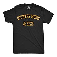 Mens Country Music and Beer Funny T Shirt Sarcastic Graphic Tee for Men