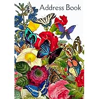 Large Print Address Book: Flower & Butterfly Easy Reading Hardcover Larger Format Address Book