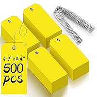 500 Pieces Plastic Shipping Tags with Wire Waterproof Hang Tags Heavy Duty Labeling Tags with String Wires Tags Labels Labeling Tags Stacking Tags for Equipment Car Parts (Yellow, 4 3/4 x 2 3/8)