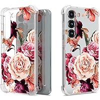 CoverON Compitable with Galaxy S23 Plus Case for Women, Slim Floral Design Clear TPU Rubber Flexible Soft Skin Cover Protective Sleeve for Galaxy S23+ Phone Case - Peony Flower