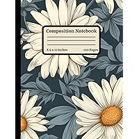 Girls Composition Notebook College Rule Paper - Green Cover with Floral White Daisy Flowers: 100 Wide Ruled Pages Cute Journal for Writing, Note ... School, Students | Fun Office Supplies