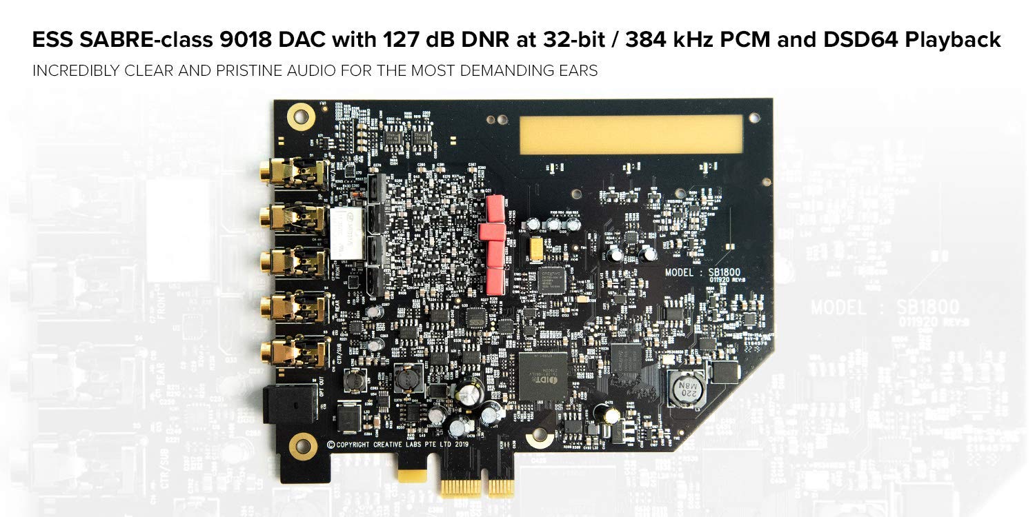 Creative Sound Blaster AE-7 Hi-Res Internal PCIe Sound Card, Quad-Core Processor, 127dB DNR ESS SABRE-class 9018 DAC, Xamp Discrete Custom Bi-amp, Discrete 5.1/Virtual 7.1, Dolby, DTS Encoding (Black)