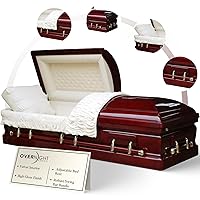 Overnight Caskets Belmont Veneer Wood Funeral Casket w/Almond Velvet Interior - Premium Veneer Hardwood - Fully Appointed Adult Casket - Handcrafted Coffin w/Pillow and Throw Set