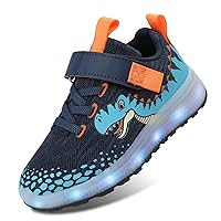 Toddler Sneakers Light Up Shoes for Boy Girl with Hook and Loop Comfortable Led Shoes Non-Slip Dinosaur Shark Shoes Little Kid