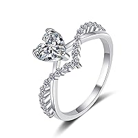 StarGems® Heart Cut Twisted Band 1ct Moissanite 925 Silver Platinum Plated Ring RX085